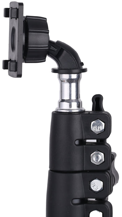 Black adjustable phone mount on a white background