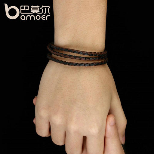 BAMOER Men Leather Bracelet Trendy with Magnet Clasp PI0063-5 - eZthings USA WE SORT ALL THE CRAZIEST GADGETS, GIZMOS, TOYS & TECHNOLOGY, SO YOU DON'T HAVE TO.