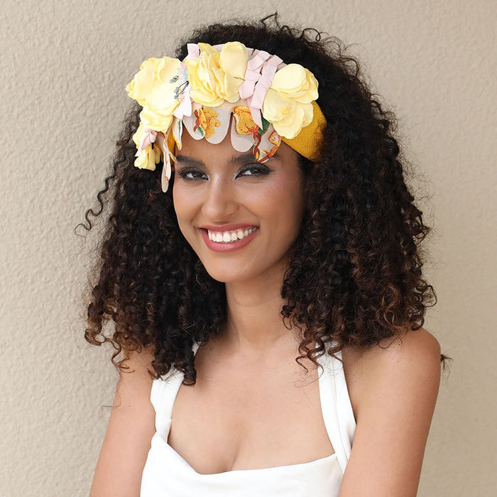 Handmade fabric crystal flower headband