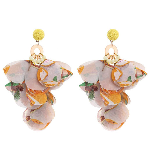 Fashionable handmade fabric floral earrings for women's exaggerated long earrings - eZthings USA WE SORT ALL THE CRAZIEST GADGETS, GIZMOS, TOYS & TECHNOLOGY, SO YOU DON'T HAVE TO.
