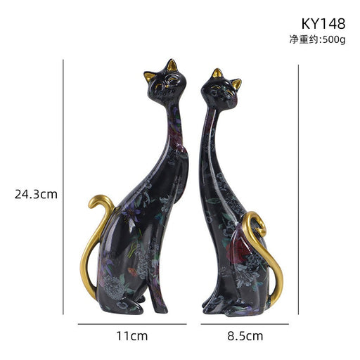 1Pcs European style oil painting couple cat animal ornaments, living room TV cabinet, foyer wine cabinet decoration, resin crafts - eZthings USA WE SORT ALL THE CRAZIEST GADGETS, GIZMOS, TOYS & TECHNOLOGY, SO YOU DON'T HAVE TO.