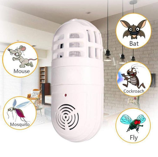 White Ultrasonic Soundwaves Electronic Mosquito Pest Killer Insect Trap Atomic Bug Sonic Zapper Cockroach Repeller - eZthings USA WE SORT ALL THE CRAZIEST GADGETS, GIZMOS, TOYS & TECHNOLOGY, SO YOU DON'T HAVE TO.