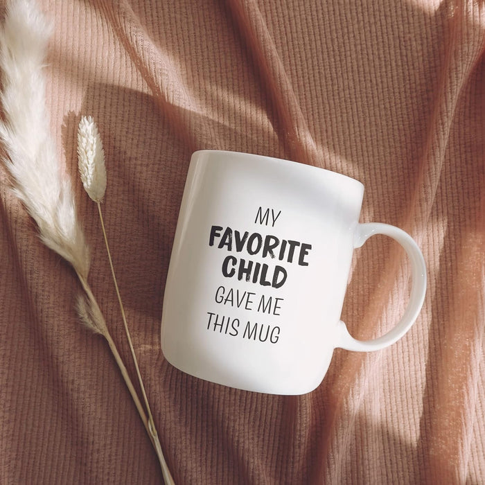 Coffee Mug with Electric Warmer, Gift for Mom or Dad with Heated Base - Great for Coffee Lover Parent, Birthday, Christmas, My Favorite Child Gave Me This Mug (12oz) Gift Boxed