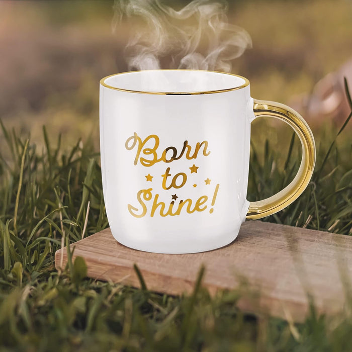 Coffee Mug with Warmer, Motivational Electric Heated Cup for Coffee Lover Gifts for Birthday/Christmas, 12oz Born to Shine (Gift Boxed)
