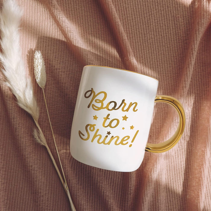 Coffee Mug with Warmer, Motivational Electric Heated Cup for Coffee Lover Gifts for Birthday/Christmas, 12oz Born to Shine (Gift Boxed)