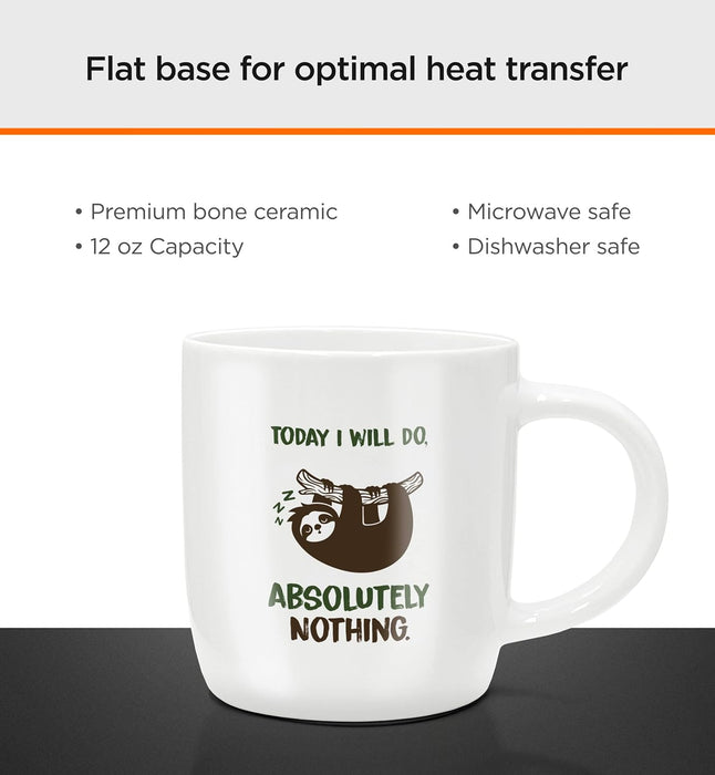 SoHo Funny Coffee Mug with Warmer, Electric Heated Cup for Coffee Lover Gifts for Men/Women/Birthday/Christmas, 12oz Today I Will Do Absolutely Nothing (Gift Boxed)