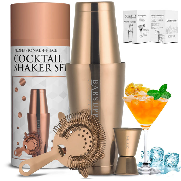 Professional 4-Piece Boston Cocktail Shaker Set