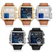 BOAMIGO Brand Men Sports Watches Man Military chronograph digital Watch Leather Rectangle Quartz Wristwatches