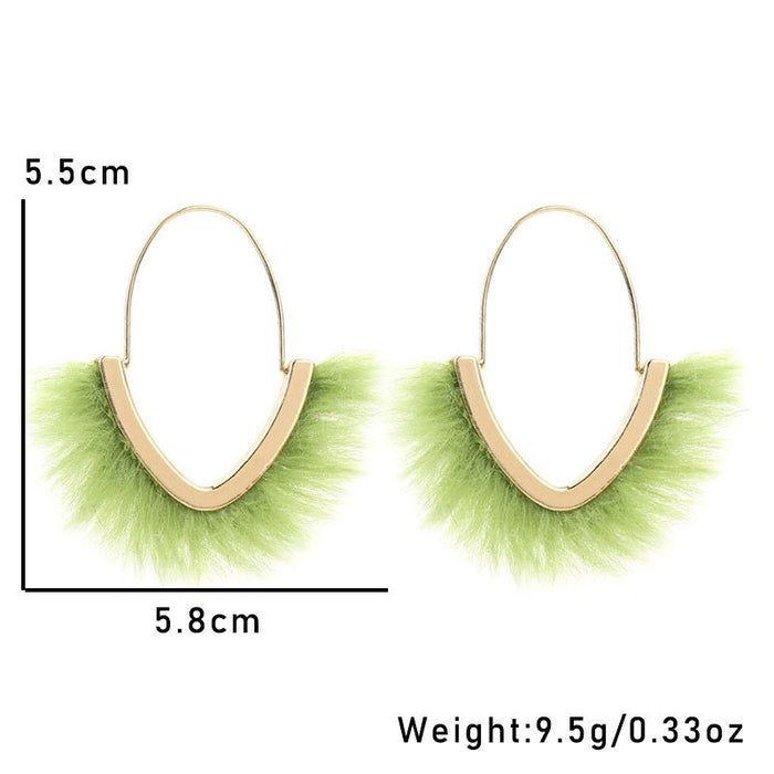 Handmade plush V-shaped earrings