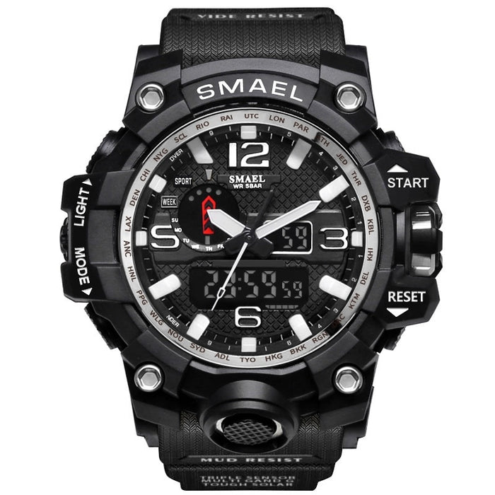 SMAEL Brand Luxury Military Sports Watches 1545-10 Men Quartz Analog LED Digital Watch Man Waterproof Clock Dual Display Wristwatches
