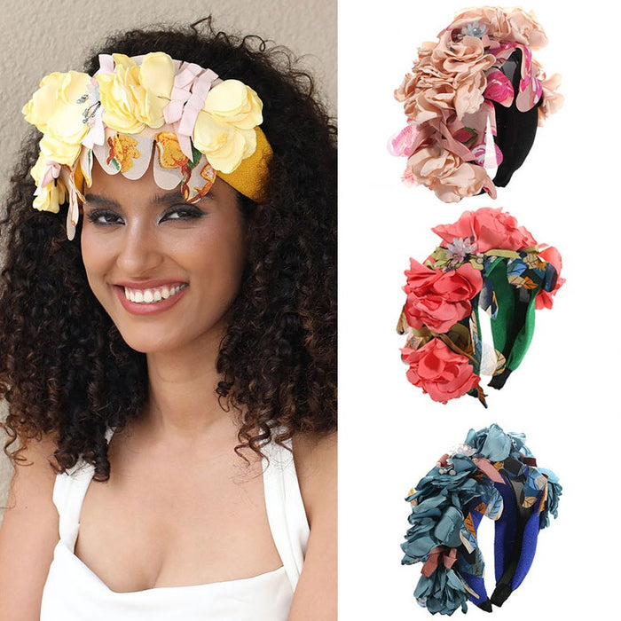 Handmade fabric crystal flower headband