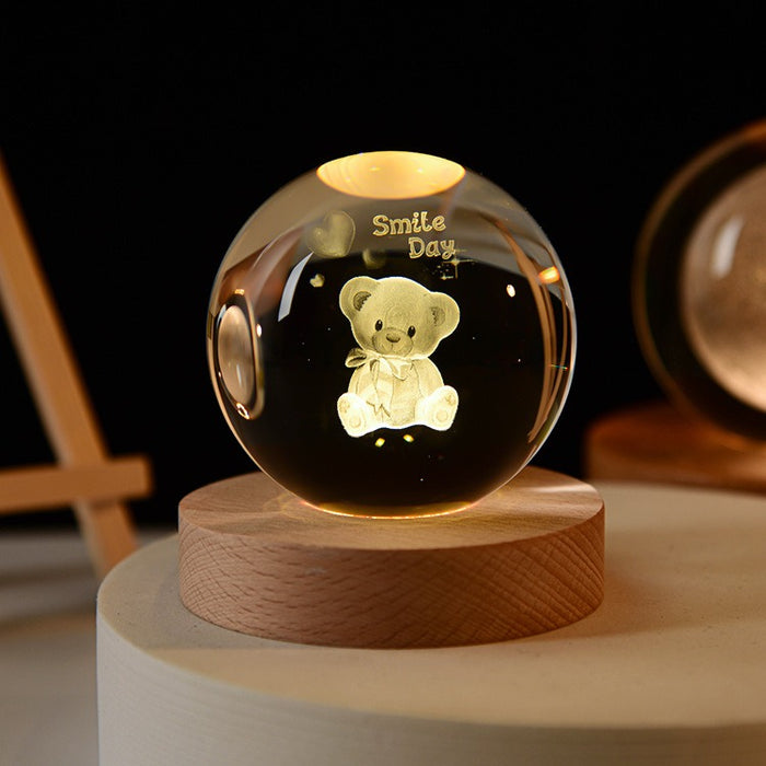 Starry Sky Astronaut White Crystal Ball Glow 3D Sculpture Night Light Customized Desktop Decoration