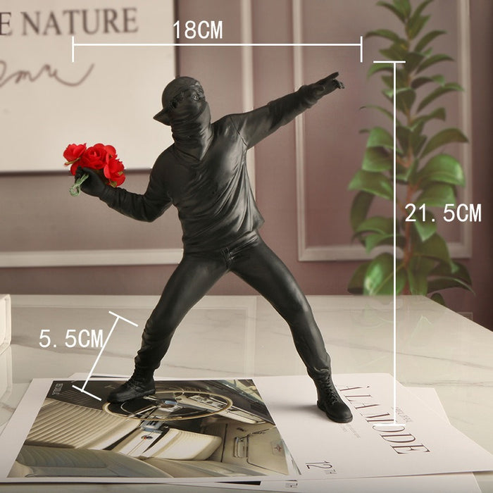Banksy Flower Throwing Boys Art Decoration Decoration Decoration Fashion Creative Home Decoration - eZthings USA WE SORT ALL THE CRAZIEST GADGETS, GIZMOS, TOYS & TECHNOLOGY, SO YOU DON'T HAVE TO.
