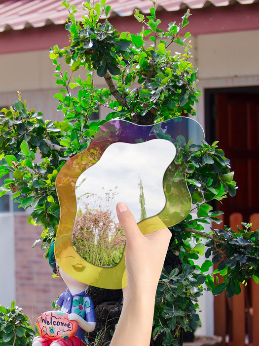 Home decoration mirror illusion acrylic mirror surface with double-layer irregular tape backing adhesive
