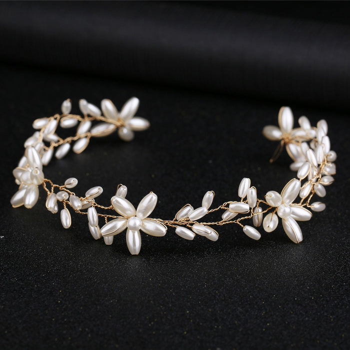 Accesorio para el pelo de novia hecho a mano con cuentas retorcidas y perlas para vestido de novia