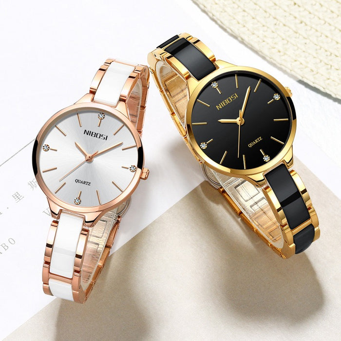 NIBOSI Luxury Ceramic Bracelet Watches Ladies Creative Quartz Watch For Women Female Clock Relogio Feminino Montre Femme 2330 - eZthings USA WE SORT ALL THE CRAZIEST GADGETS, GIZMOS, TOYS & TECHNOLOGY, SO YOU DON'T HAVE TO.