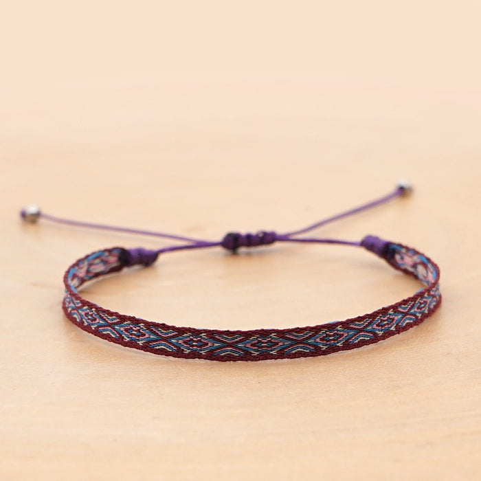 Pulsera tejida hecha a mano pura con correa tejida de estilo bohemio