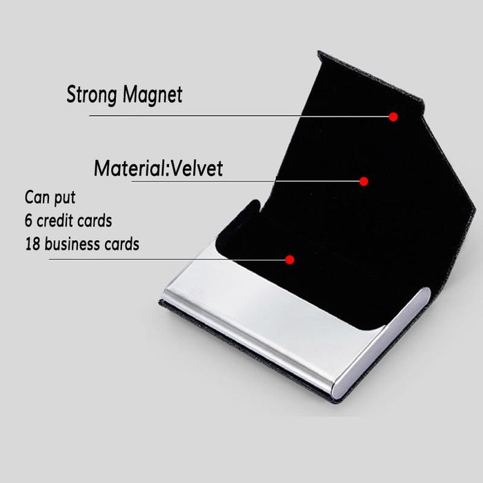 Itapkris Business ID Credit Card Holder For Women Men Fashion Brand Metal Aluminum Card Case PU Leather Porte Carte - eZthings USA WE SORT ALL THE CRAZIEST GADGETS, GIZMOS, TOYS & TECHNOLOGY, SO YOU DON'T HAVE TO.
