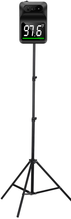 Digital thermometer on a stand with a white background