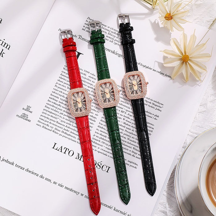 Reloj pequeño verde para mujer Reloj Little Dove Egg Net Red Water Diamond Stars
