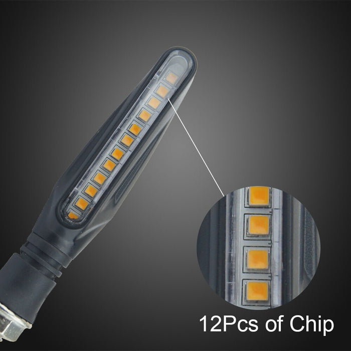 2PCS LED Motorcycle Turn Signals Light 12 SMD Tail Flasher Flowing Water Blinker IP68 Bendable Motorcycle Flashing Lights