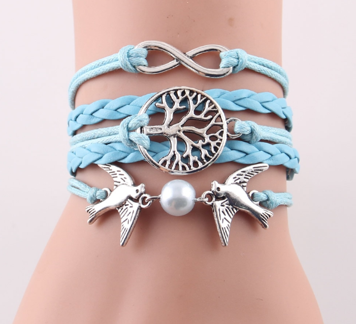 Fashion Infinity Tree flying birds charm Imitation Pearl Leather braid women wrap bracelet Bracelets & Bangles for women jewelry - eZthings USA WE SORT ALL THE CRAZIEST GADGETS, GIZMOS, TOYS & TECHNOLOGY, SO YOU DON'T HAVE TO.