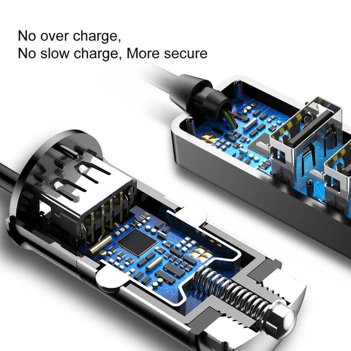 Baseus 4 USB Multi Expander Car Charger 5.5A Adaptador de cargador de coche rápido de 4 puertos