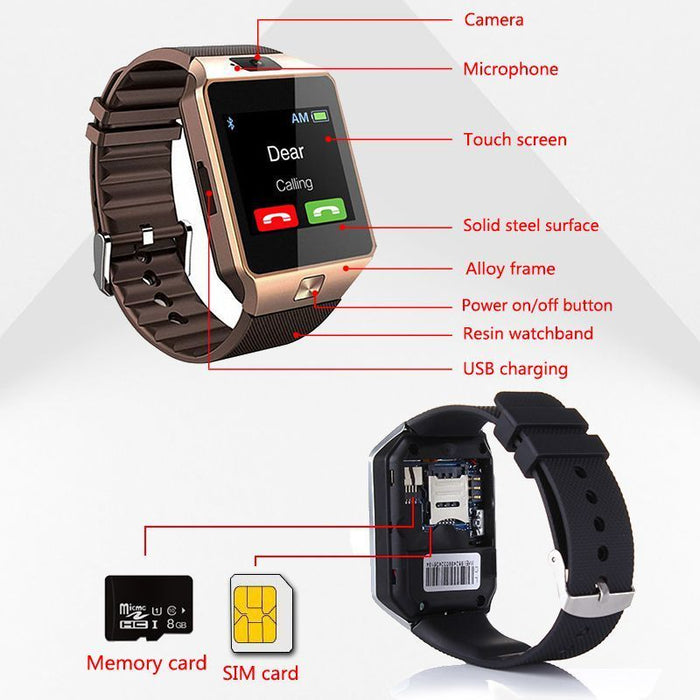 eThings Bluetooth DZ09 Smart Watch Relogio Android smartwatch phone fitness tracker reloj Smart Watches subwoofer women men dz 09