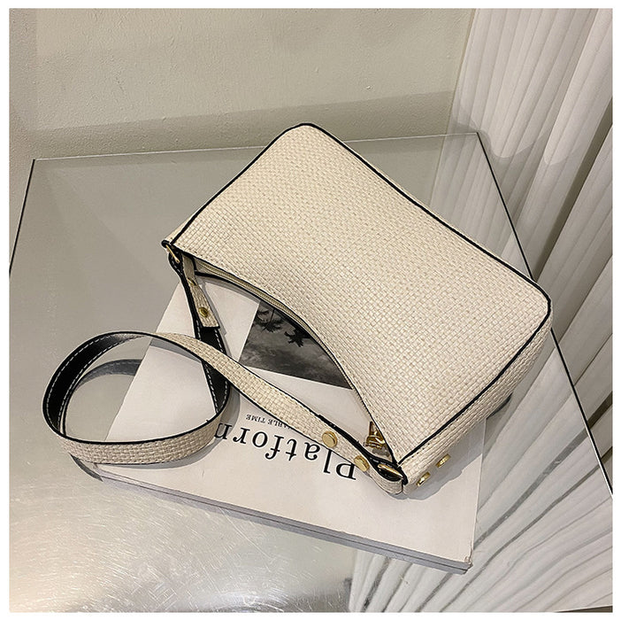 New French Underarm Bag Female Ins Niche Design High-End All-Match Texture One-Shoulder Soft Leather Baguette Bag