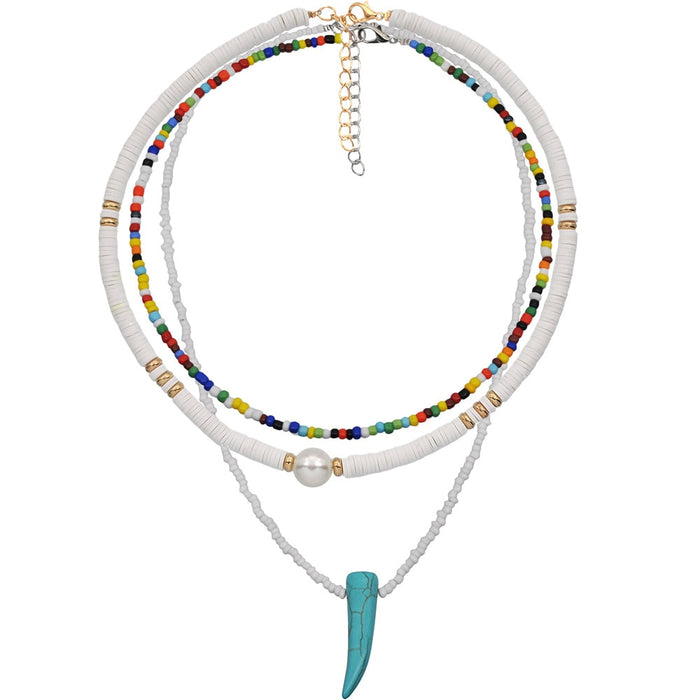 HangZhi New Bohemian Colorful Beads Weaving Handmade Baroque Simulated Pearl Necklace Clavicle Chain Choker Jewelry