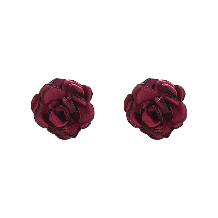 Handmade fabric rose flower earrings