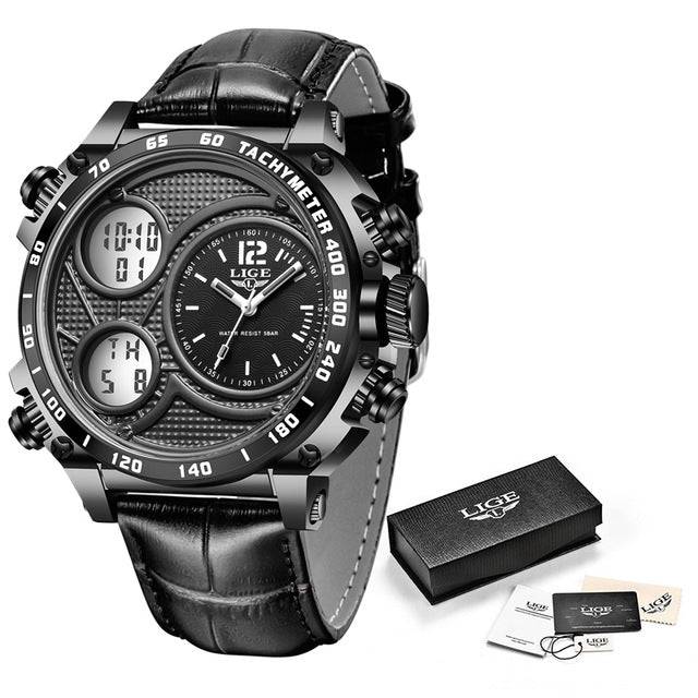Lige Business Electronic Watch Dual Display Multi Function Low Cost Watch Men's Sports Waterproof Watch - eZthings USA WE SORT ALL THE CRAZIEST GADGETS, GIZMOS, TOYS & TECHNOLOGY, SO YOU DON'T HAVE TO.