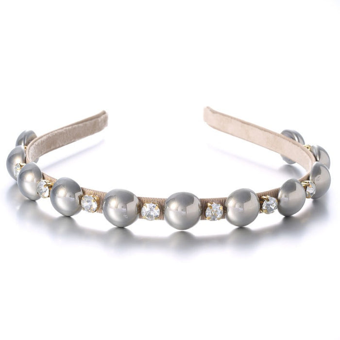 Fashionable half pearl handmade rhinestone hairband