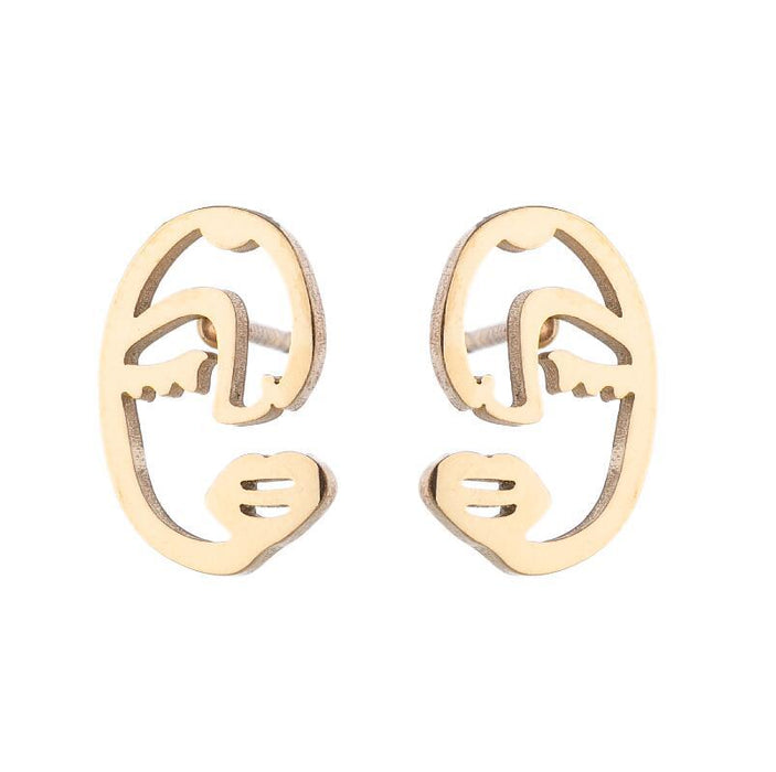 Fashion Girl Face Abstract Stud Earrings for Women Simple Human Face Asymmetry Earings Elegant Female Ear Jewelry Gifts
