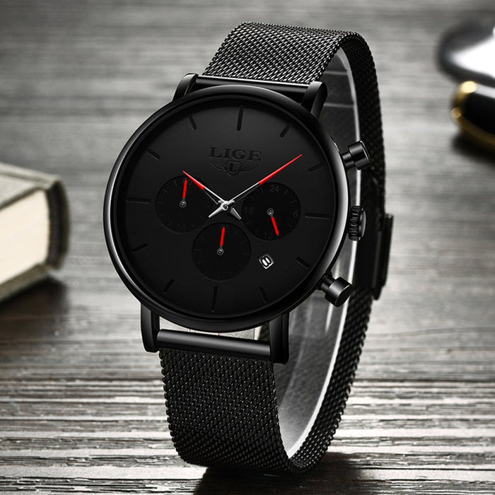 LIGE Men's Mesh Belt Personality Ultra Thin Fashion Multi-Functional Waterproof Quartz Watch Watch - eZthings USA WE SORT ALL THE CRAZIEST GADGETS, GIZMOS, TOYS & TECHNOLOGY, SO YOU DON'T HAVE TO.