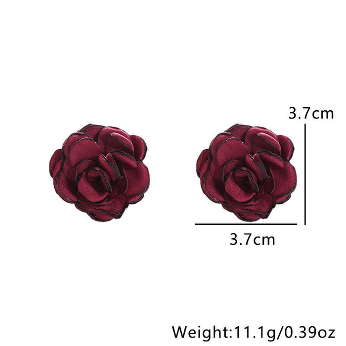 Handmade fabric rose flower earrings