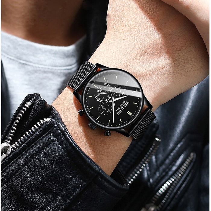 BELUSHI Watch Men Luxury Brand Famous Male Watch Black Watches Ultra Thin Milan Belt Stainless Steel Quartz Men Wrist Watch - eZthings USA WE SORT ALL THE CRAZIEST GADGETS, GIZMOS, TOYS & TECHNOLOGY, SO YOU DON'T HAVE TO.