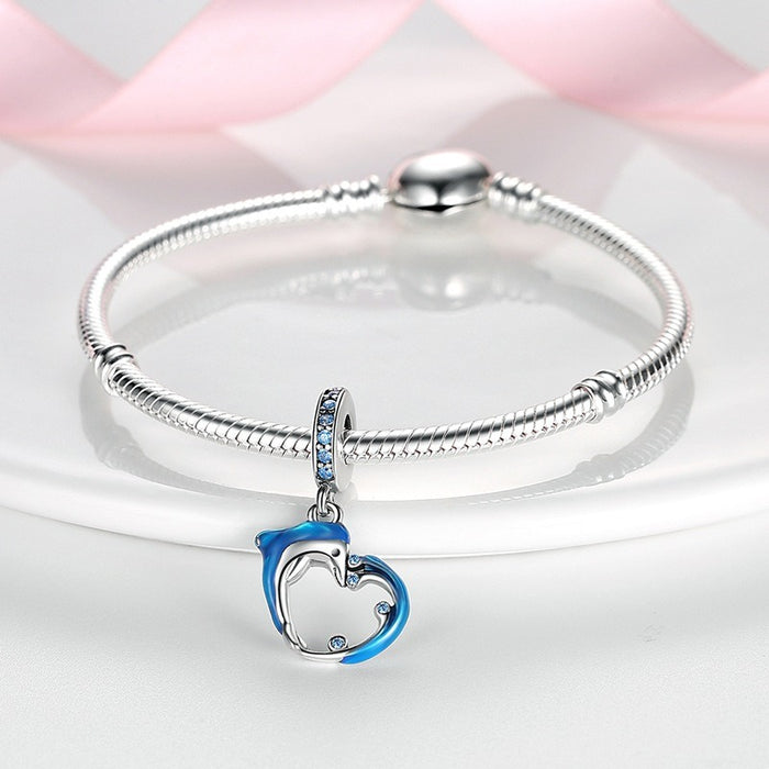 Cuentas colgantes de ballena y delfín de viento oceánico, artículo de pulsera de cuentas DIY Chapado en cobre