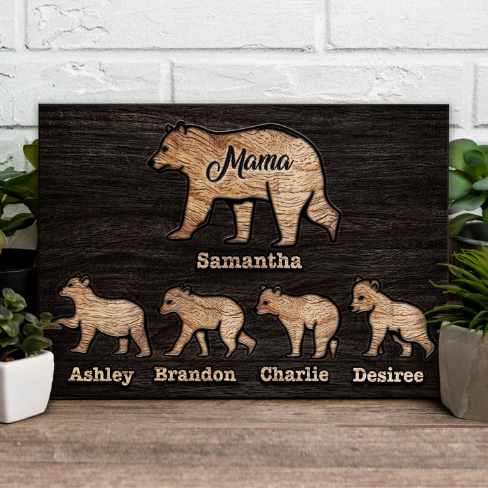 Mother's Day Sign Mother Bear and Cubs