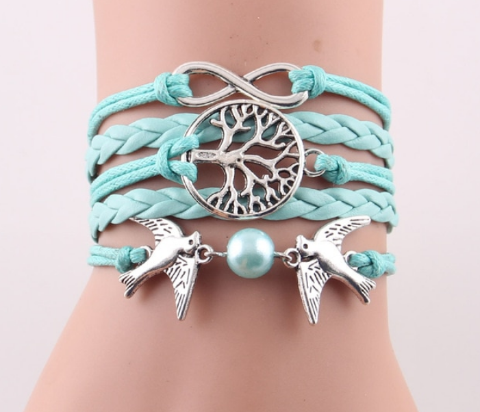 Fashion Infinity Tree flying birds charm Imitation Pearl Leather braid women wrap bracelet Bracelets & Bangles for women jewelry - eZthings USA WE SORT ALL THE CRAZIEST GADGETS, GIZMOS, TOYS & TECHNOLOGY, SO YOU DON'T HAVE TO.