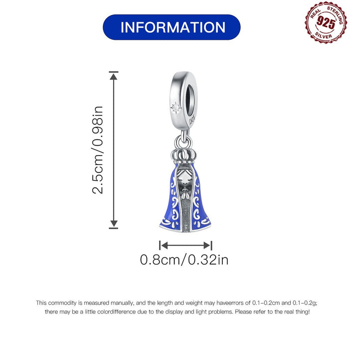Cuentas colgantes de plata de ley S925, símbolo religioso, colgante de la Virgen María adecuado para la pulsera de cuentas de la familia Pan