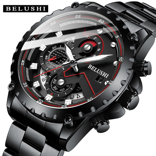 Fashion New Mens Watches BELUSHI Top Brand Luxury Chronograph Full Steel Waterproof Quartz Watch Men Date Sports Clock - eZthings USA WE SORT ALL THE CRAZIEST GADGETS, GIZMOS, TOYS & TECHNOLOGY, SO YOU DON'T HAVE TO.