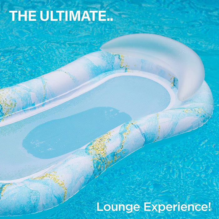 Pool Floaties Adult Size, Heavy Duty Raft Water Lounger Recliner Inflatable Float for Swimming Pool