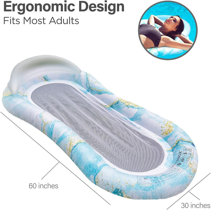 Pool Floaties Adult Size, Heavy Duty Raft Water Lounger Recliner Inflatable Float for Swimming Pool
