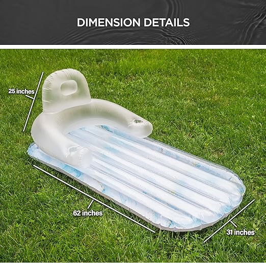 Pool Float for Adults,Inflatable Lounge Chair Recliner for Swimming/Tanning - Blue Marble