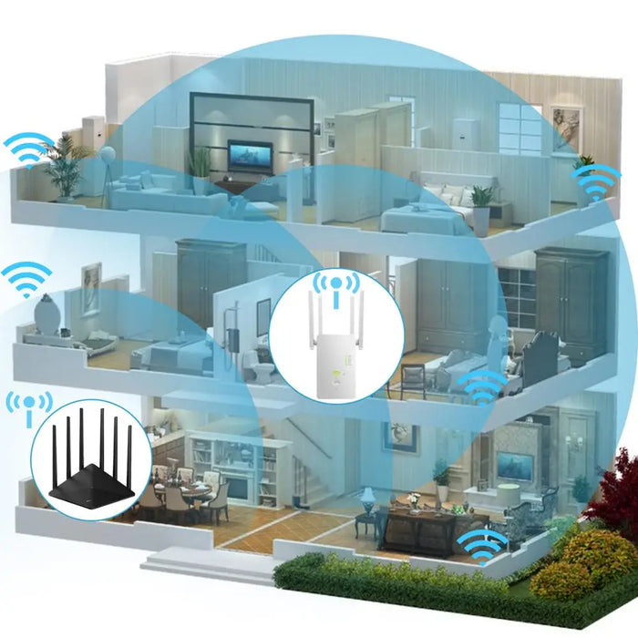eThings 5Ghz WiFi Repeater Dual Band 2.4G& 5G Wireless Wifi Extender 1200Mbps Wi-Fi Amplifier wireless Access Point - eZthings USA WE SORT ALL THE CRAZIEST GADGETS, GIZMOS, TOYS & TECHNOLOGY, SO YOU DON'T HAVE TO.