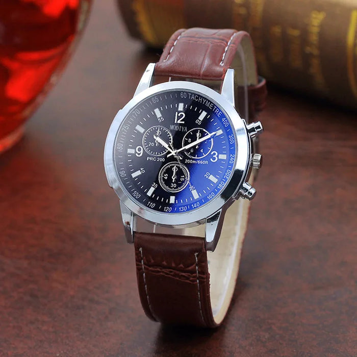 Men Quartz Watch Top Brand Fashion Featured Three Eyes Watch Quartz Men's Watch Leather Belt Men's Black White Glass Belt Men - eZthings USA WE SORT ALL THE CRAZIEST GADGETS, GIZMOS, TOYS & TECHNOLOGY, SO YOU DON'T HAVE TO.