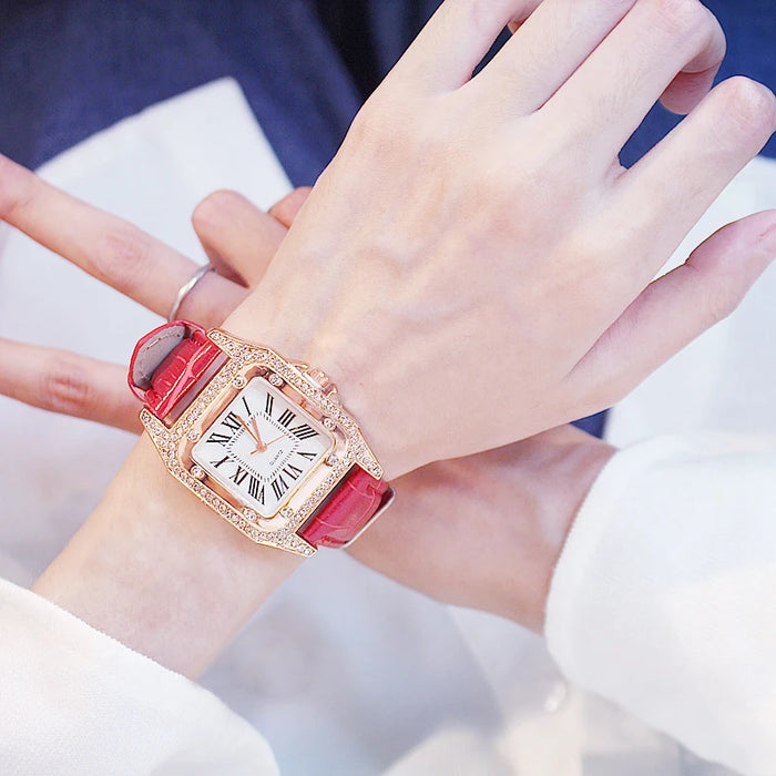 Women Diamond Watch Starry Square Dial Bracelet Watches Set Ladies Leather Band Quartz Wristwatch Female Clock Zegarek Damski - eZthings USA WE SORT ALL THE CRAZIEST GADGETS, GIZMOS, TOYS & TECHNOLOGY, SO YOU DON'T HAVE TO.