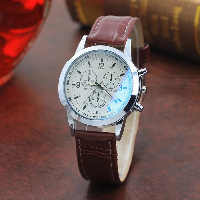 Men Quartz Watch Top Brand Fashion Featured Three Eyes Watch Quartz Men's Watch Leather Belt Men's Black White Glass Belt Men - eZthings USA WE SORT ALL THE CRAZIEST GADGETS, GIZMOS, TOYS & TECHNOLOGY, SO YOU DON'T HAVE TO.