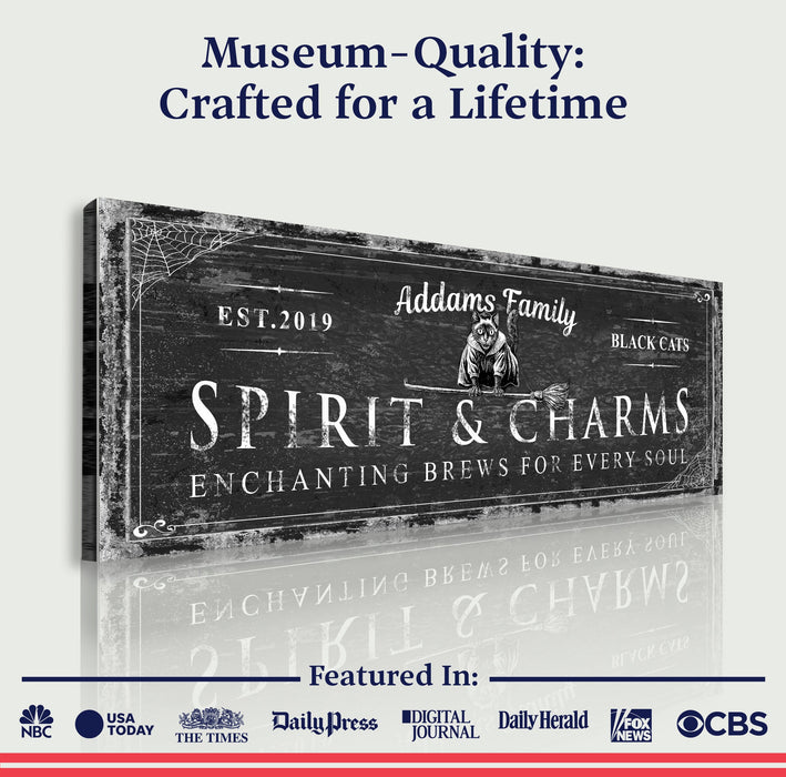 Black Cat’s Spirits & Charms Bar Halloween Sign